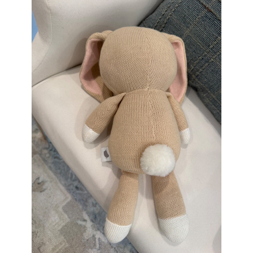 Cuddle + Kind Belle Bunny Knit Stuffed Animal Plush Tan Pink Floral Nursery Toy - Picture 4 of 5